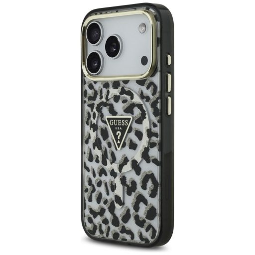 GUESS tok iPhone 17 Pro Magsafe kompatibilis GUHMP17LHLEGTGLK (PC TPU W/ Leopard Glitter) fekete