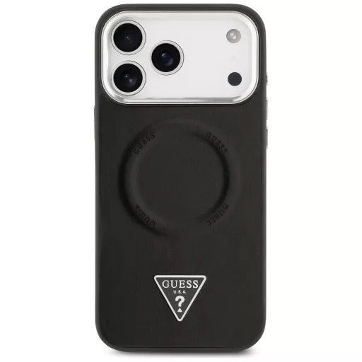 GUESS tok iPhone 17 Pro Magsafe kompatibilis GUHMP17LPSDTSCMK (PU W/ Triangle Logo) fekete