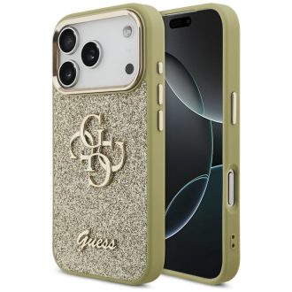   GUESS tok iPhone 17 Pro GUHCP17LHG4SGCD (Fixed Glitter Big 4G Metal Frame) arany
