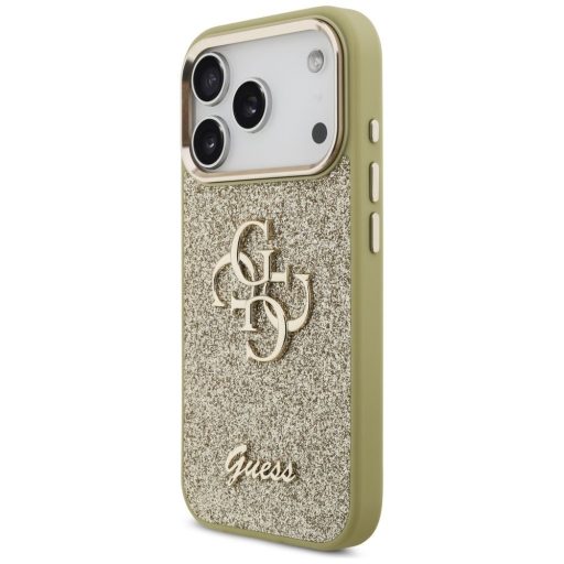 GUESS tok iPhone 17 Pro GUHCP17LHG4SGCD (Fixed Glitter Big 4G Metal Frame) arany