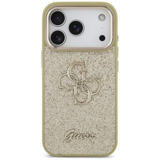 GUESS tok iPhone 17 Pro GUHCP17LHG4SGCD (Fixed Glitter Big 4G Metal Frame) arany