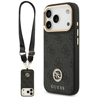   GUESS tok iPhone 17 Pro Magsafe kompatibilis GUHMP17LP4G4DCSK (PU W/ Strass Logo & Big Strap Metal Buttons) fekete