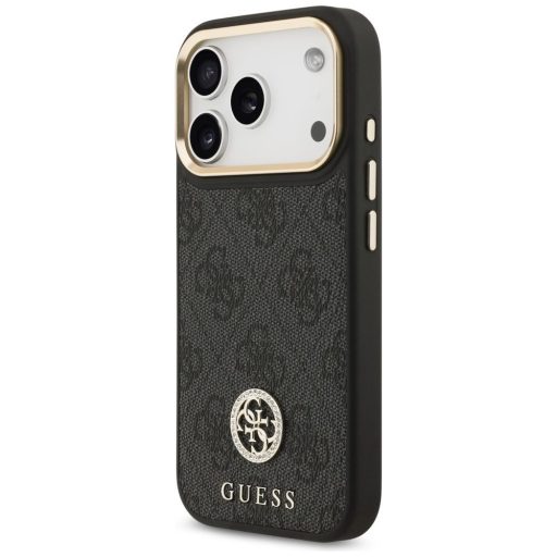 GUESS tok iPhone 17 Pro Magsafe kompatibilis GUHMP17LP4G4DCSK (PU W/ Strass Logo & Big Strap Metal Buttons) fekete
