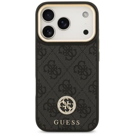 GUESS tok iPhone 17 Pro Magsafe kompatibilis GUHMP17LP4G4DCSK (PU W/ Strass Logo & Big Strap Metal Buttons) fekete
