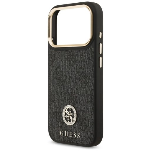 GUESS tok iPhone 17 Pro Magsafe kompatibilis GUHMP17LP4G4DCSK (PU W/ Strass Logo & Big Strap Metal Buttons) fekete
