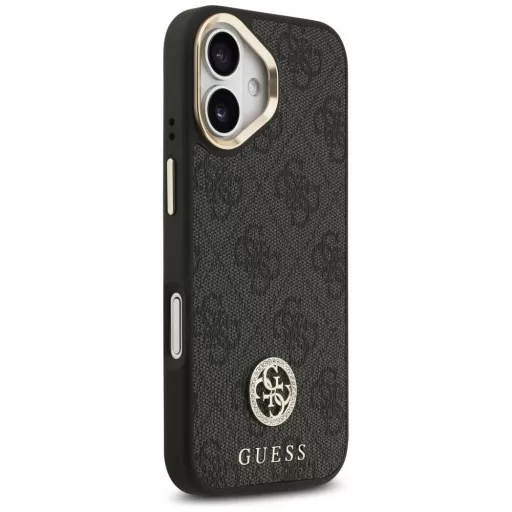 GUESS tok iPhone 17 Magsafe kompatibilis GUHMP17SP4G4DCSK (PU W/ Strass Logo & Big Strap Metal Buttons) fekete