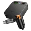 Hoco autós töltő visszahúzható kábellel 2×USB-C + USB-A QC PD 65W NZ18 fekete