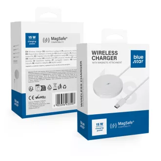   Blue Star vezeték nélküli töltő Charging Pad 15W MagSafe kompatibilis fehér