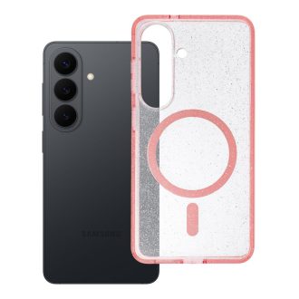   Clear Mag Cover tok Samsung S26  (STR) Magsafe kompatibilis rózsaszín glitter
