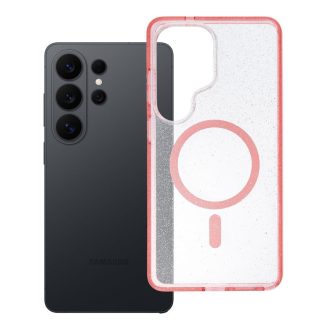   Clear Mag Cover tok Samsung S26 ULTRA  (STR) Magsafe kompatibilis rózsaszín glitter