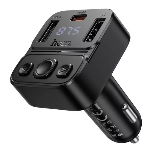 Hoco autós Bluetooth transmitter USB-A + USB-C QC PD 35W E87 fekete