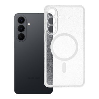   Clear Mag Cover tok Samsung S26 PLUS  (STR / kameravédős) Magsafe kompatibilis átlátszó glitter