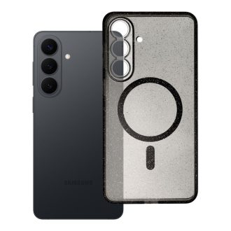   Clear Mag Cover tok Samsung S26 PLUS  (STR / kameravédős) Magsafe kompatibilis fekete glitter