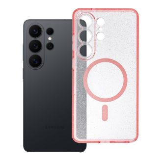   Clear Mag Cover tok Samsung S26 ULTRA  (STR / kameravédős) Magsafe kompatibilis rózsaszín glitter