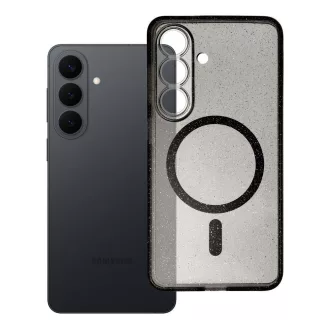   Clear Mag Cover tok Samsung S26  Magsafe kompatibilis (kameravédős) fekete glitter