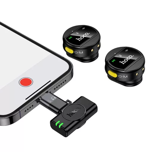 Hoco L22 vezeték nélküli mikrofon 2 az 1-ben Lightning / USB-C fekete