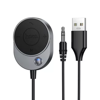   Hoco AUX Bluetooth autós vevő kábellel 3,5 mm jack E150 metál szürke