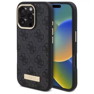   GUESS tok iPhone 16 Pro Max Magsafe kompatibilis GUHMP16XU4GPRK (PU 4G Logo Plate) fekete