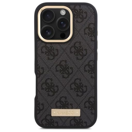 GUESS tok iPhone 16 Pro Max Magsafe kompatibilis GUHMP16XU4GPRK (PU 4G Logo Plate) fekete