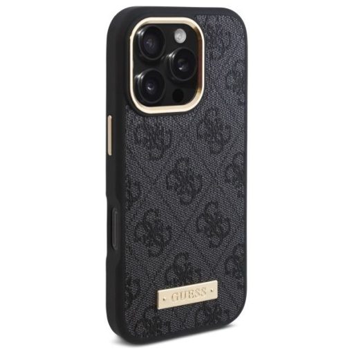 GUESS tok iPhone 16 Pro Max Magsafe kompatibilis GUHMP16XU4GPRK (PU 4G Logo Plate) fekete