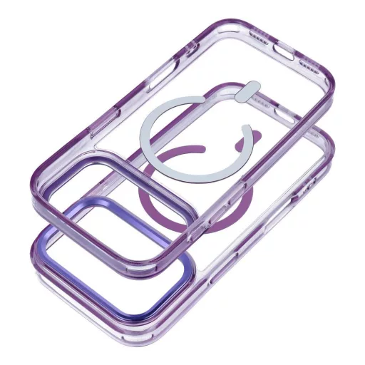 iPhone 17 tok Frame Clear Hybrid Mag Cover MagSafe kompatibilis lila