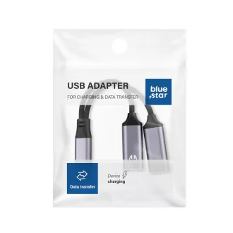   AUX adapter 2in1 Type-C (male) – Type-C (female) / Type-C (female) Blue Star fekete DAC max 25W