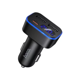   Autós töltő LCD kijelzővel Hoco 2xUSB-A + 1xUSB-C PD QC3.0 42W Z63A fekete