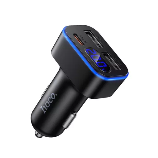 Autós töltő LCD kijelzővel Hoco 2xUSB-A + 1xUSB-C PD QC3.0 42W Z63A fekete