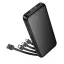 Hoco J163 powerbank 10000 mAh 2A, négy beépített kábellel: USB-A + USB-C + Lightning + Micro USB – fekete