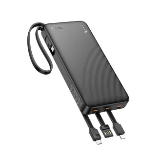   Hoco J146 powerbank 10000 mAh 2A, négy beépített kábellel: USB-A + USB-C + Lightning + Micro USB – fekete