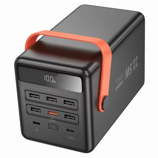 Hoco J142 powerbank 100000 mAh QC PD 2,4A 22,5W, beépített lámpával – fekete