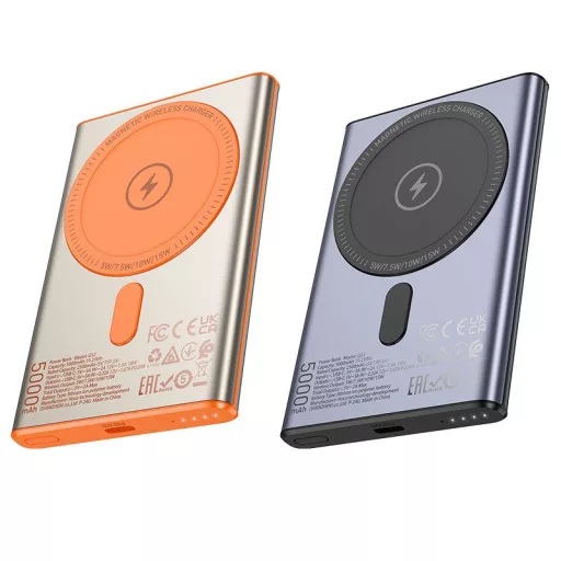 Hoco Q32 MagSafe kompatibilis powerbank 5000 mAh QC PD 20W – metál szürke