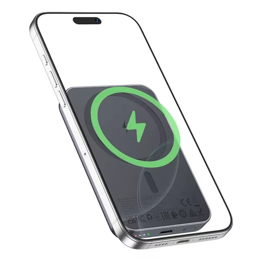 Hoco J160 MagSafe kompatibilis powerbank 5000 mAh 2A 5W – metál szürke