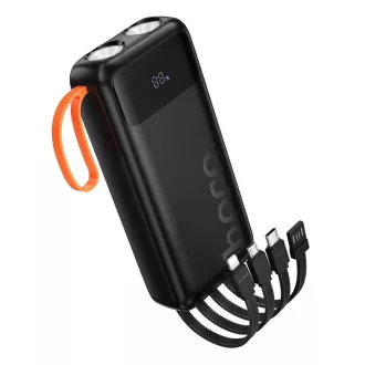   Hoco J151A powerbank 20000 mAh 2A, beépített USB-A + USB-C + Lightning + Micro USB kábelekkel és dupla lámpával – fekete