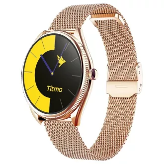   TITMO okosóra O-170 (AMOLED, Bluetooth hívás, rozsdamentes acél arany milánói szíj) arany