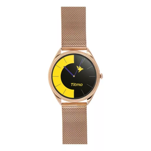 TITMO okosóra O-170 (AMOLED, Bluetooth hívás, rozsdamentes acél arany milánói szíj) arany