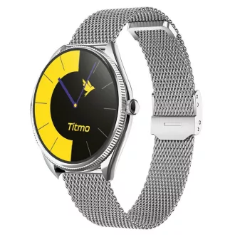   TITMO okosóra O-170 (AMOLED, Bluetooth hívás, rozsdamentes acél ezüst milánói szíj) ezüst