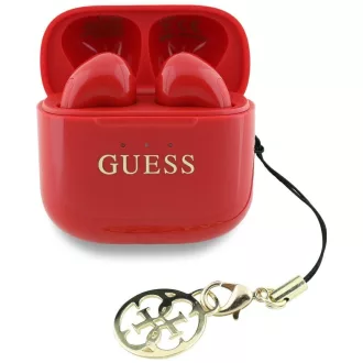   TWS Guess Effect Printed Classic Logo & Charm vezeték nélküli fülhallgató piros