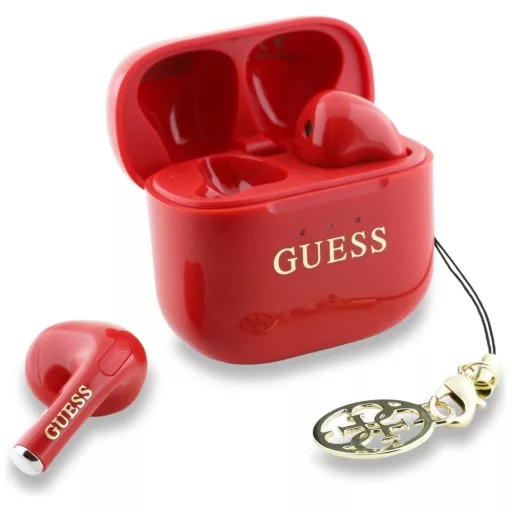 TWS Guess Effect Printed Classic Logo & Charm vezeték nélküli fülhallgató piros
