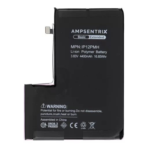 AmpSentrix Basic akkumulátor iPhone 12 Pro Max készülékhez (emelt kapacitás 4400 mAh)