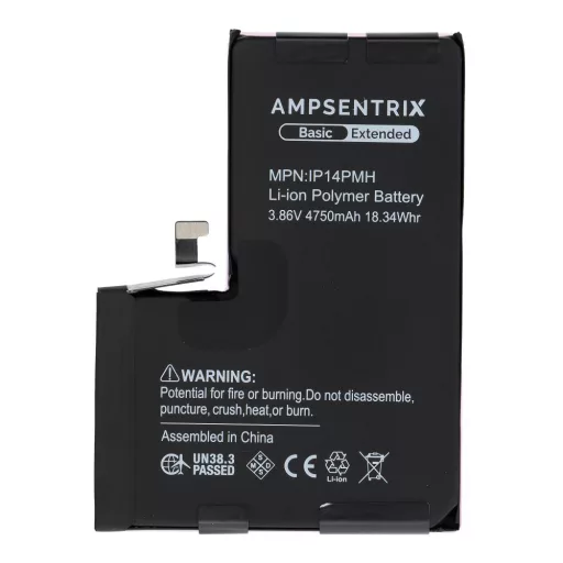 AmpSentrix Basic akkumulátor iPhone 14 Pro Max készülékhez (emelt kapacitás 4750 mAh)