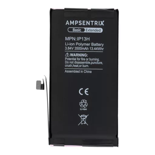 AmpSentrix Basic akkumulátor iPhone 13 készülékhez (emelt kapacitás 3500 mAh)
