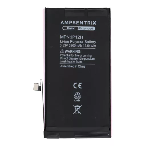 AmpSentrix Basic akkumulátor iPhone 12 / 12 Pro készülékhez (emelt kapacitás 3300 mAh)