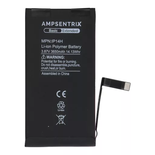 AmpSentrix Basic akkumulátor iPhone 14 készülékhez (emelt kapacitás 3650 mAh)