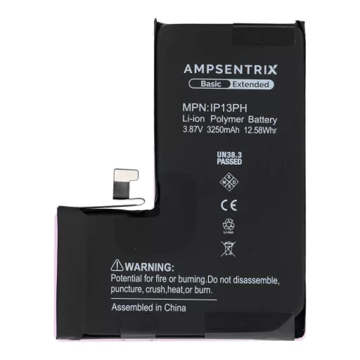 AmpSentrix Basic akkumulátor iPhone 13 Pro készülékhez (emelt kapacitás 3250 mAh)