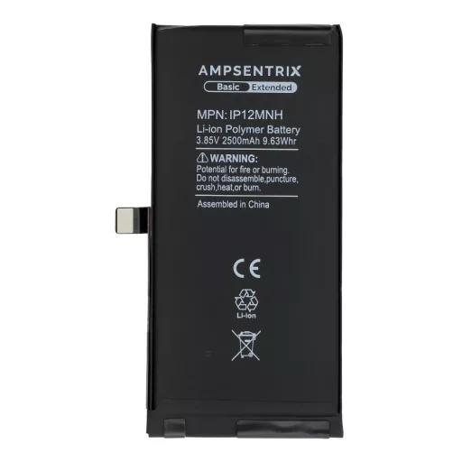 AmpSentrix Basic akkumulátor iPhone 12 Mini készülékhez (emelt kapacitás 2500 mAh)