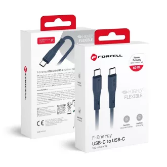  USB-C – USB-C kábel Forcell F-Energy QC4.0 PD 3A 60W Silicone 1 m C344 sötétkék