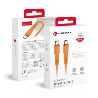   USB-C – USB-C kábel Forcell F-Energy QC4.0 PD 3A 60W Silicone 1 m C344 narancssárga