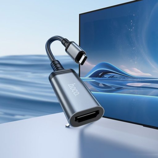 USB C-HDTV átalakító kábel Hoco 4K 30Hz 0,2 m UA43A fém szürke
