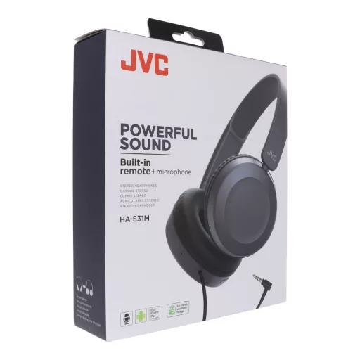 JVC vezetékes fejpántos fejhallgató mikrofonnal 3,5 mm jack HA-S31M-A-E kék